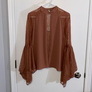 Express Medium Portofino with Lace Cut Out and Bell Sleeves